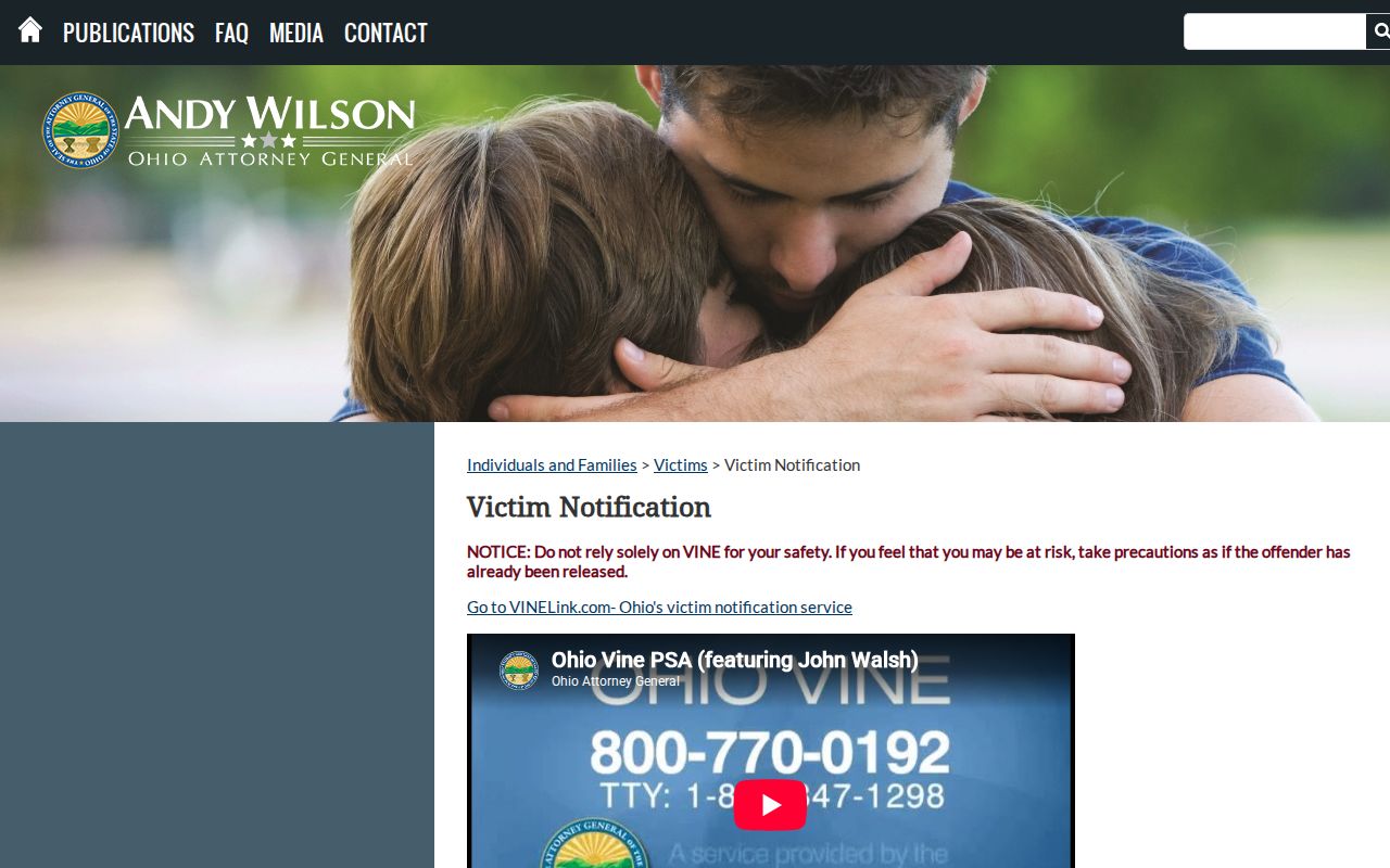 Ohio VINE channels for Hamilton County inmate release notifications